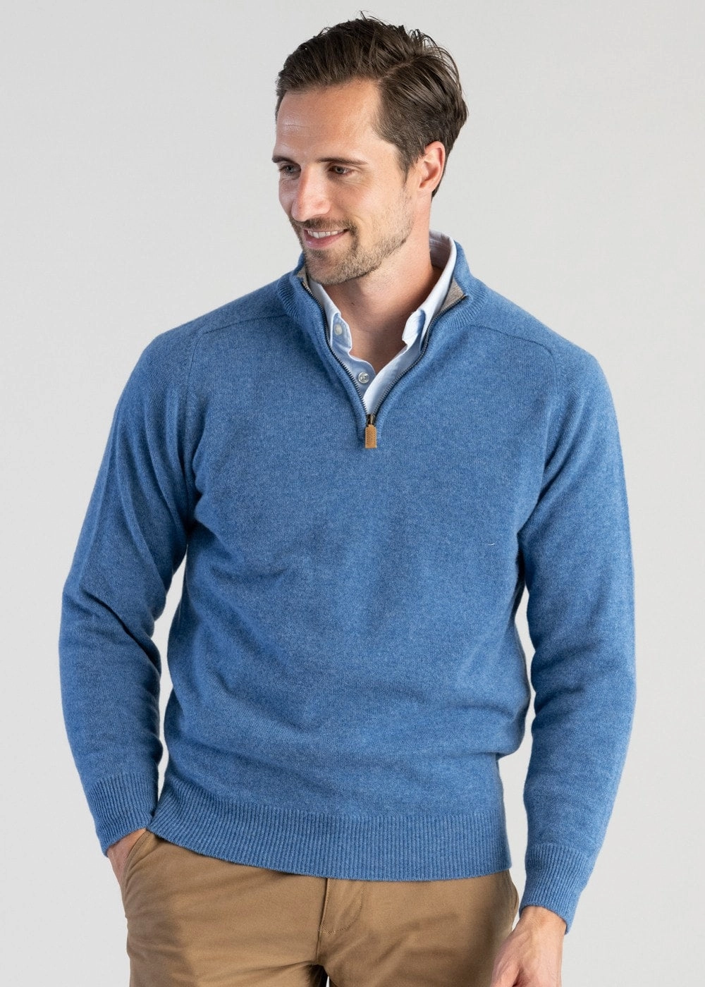 Gift Sale Event Lambswool 2 Ply Zip Neck