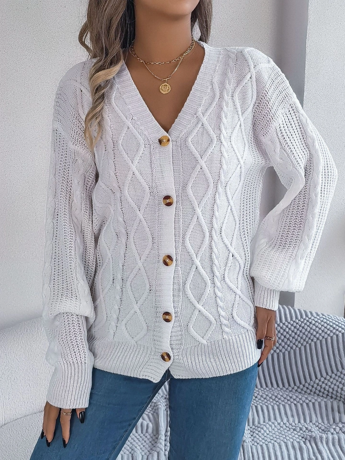 Online Deal Frenzy Dont Wait Save Today Cable-Knit Long Sleeve Cardigan