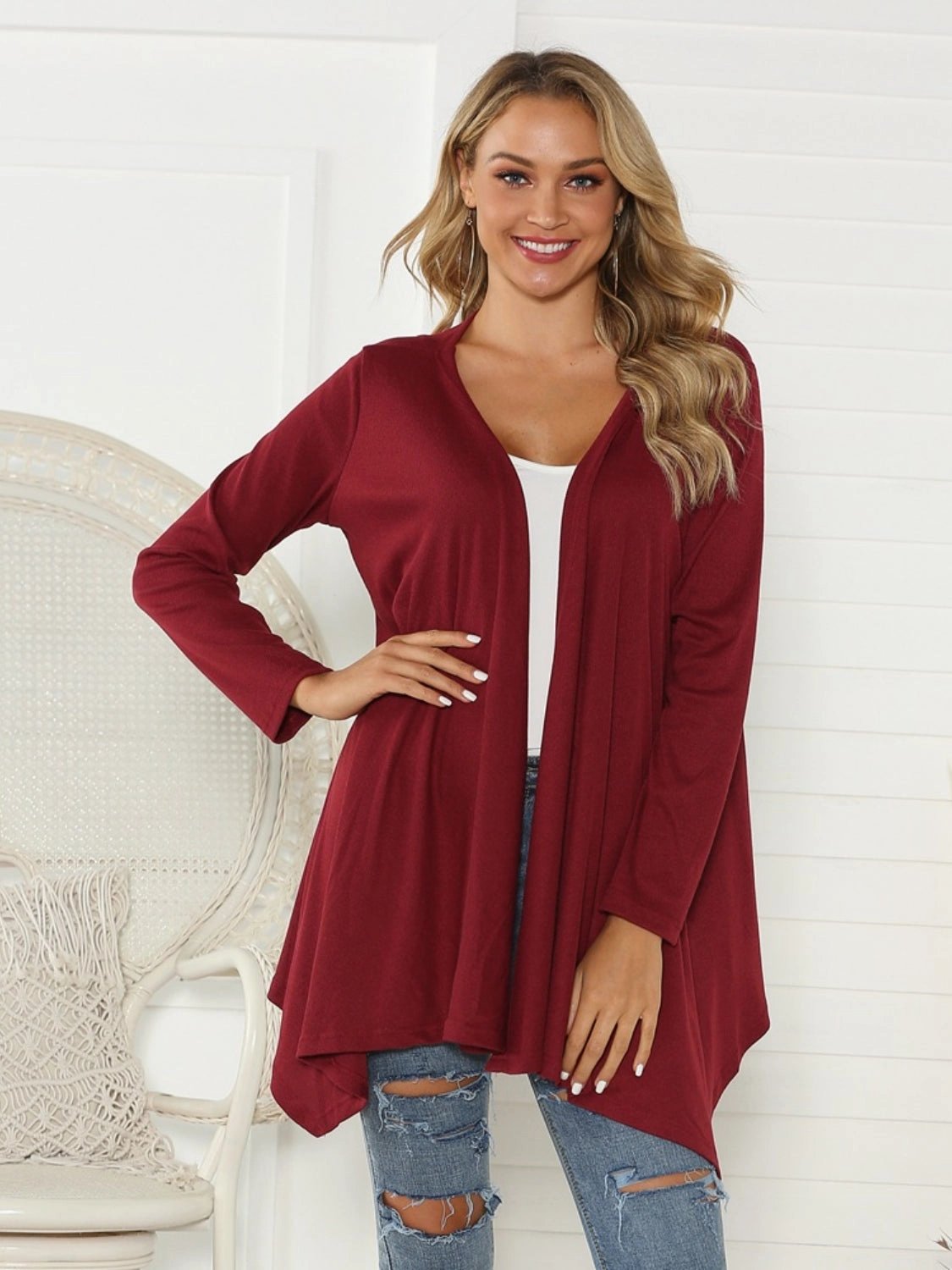 Shiny Floral Open Front Long Sleeve Cardigan Hot Savings Alert Hot Sale Frenzy