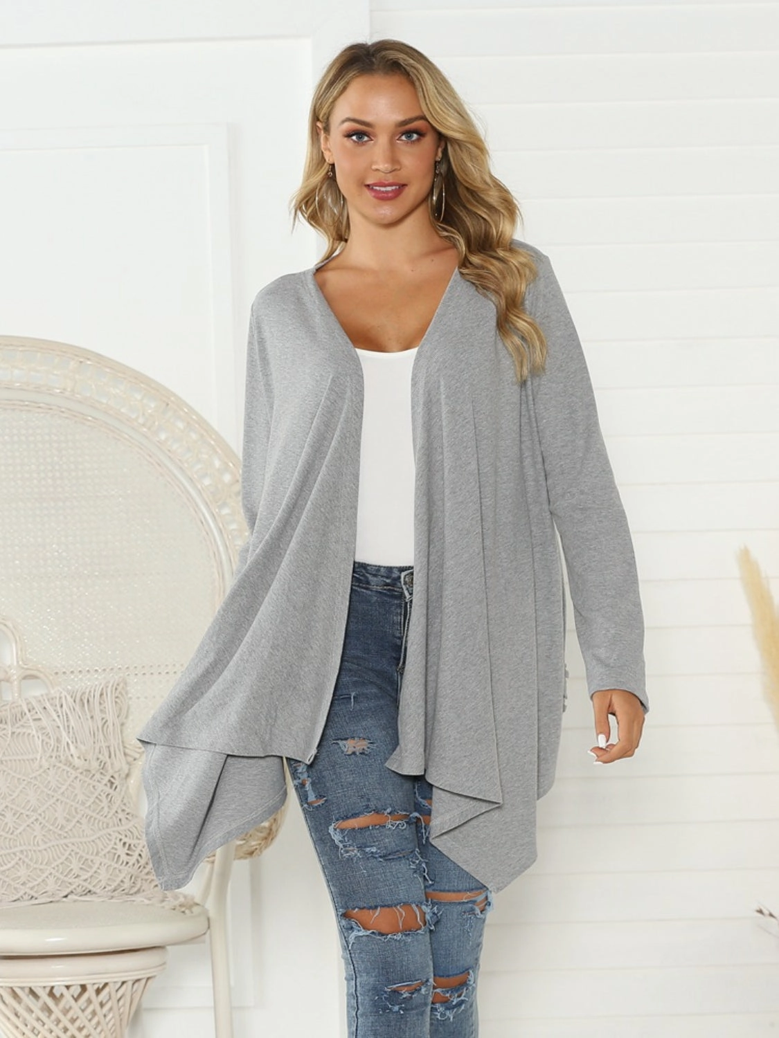 Shiny Floral Open Front Long Sleeve Cardigan Flash Deal Today Todays Special Picks