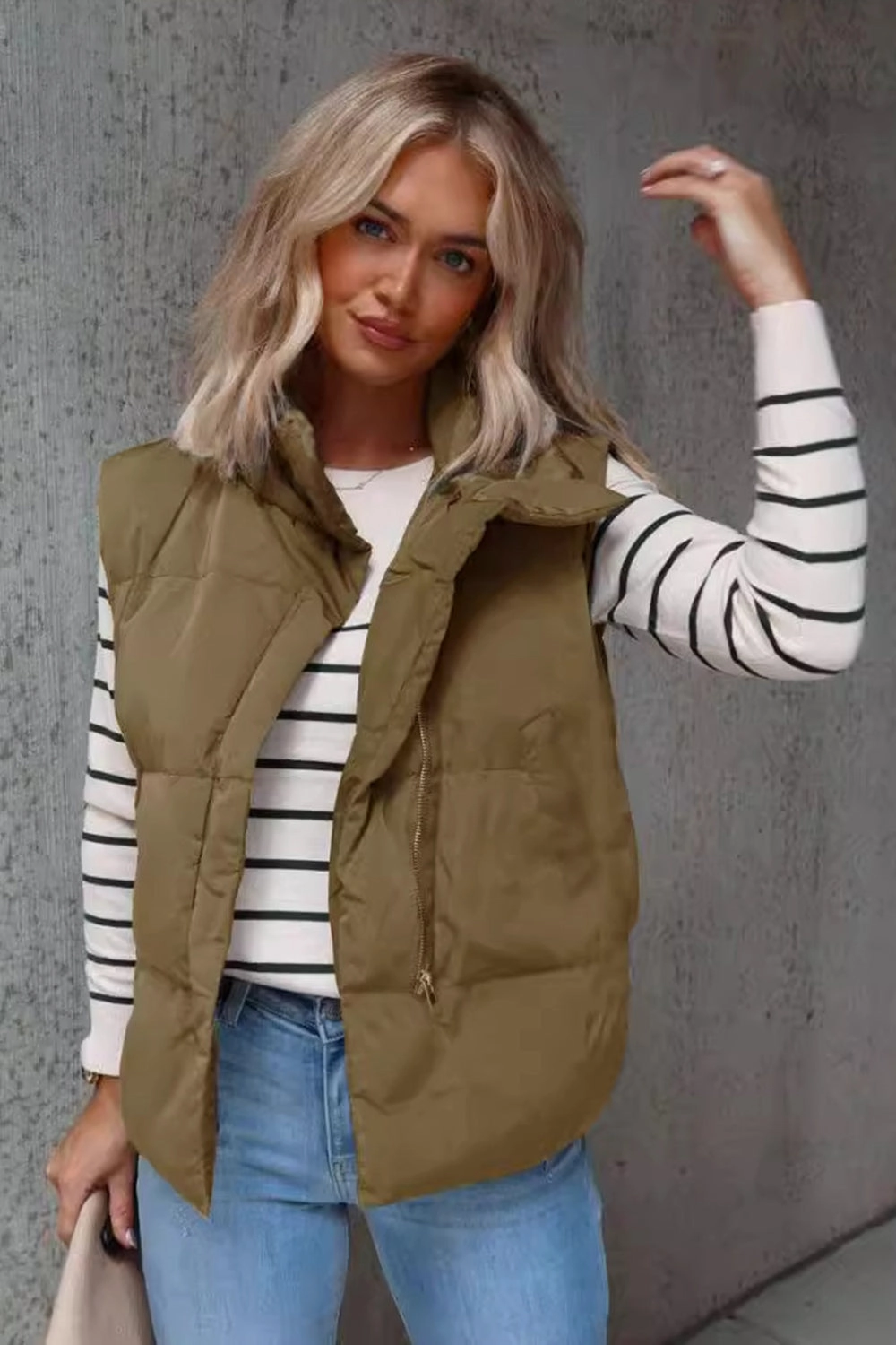 Trending Hot Picks Zip Up Vest Coat With Pockets