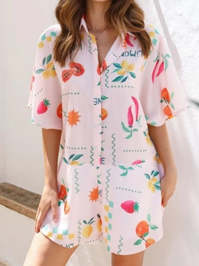 Printed Collared Neck Half Sleeve Romper Limited Stock Hot Deal