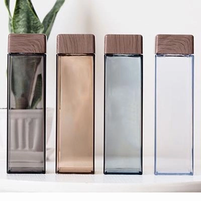 Hot Pick of the Day Bpa Free Square Water Bottle With Bamboo Lid 500Ml