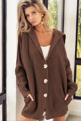 Button Down Collared Neck Cardigan Limited Time Sale