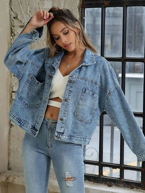 Button Down Drop Shoulder Denim Jacket Flash Sale Alert Now Big Savings Event