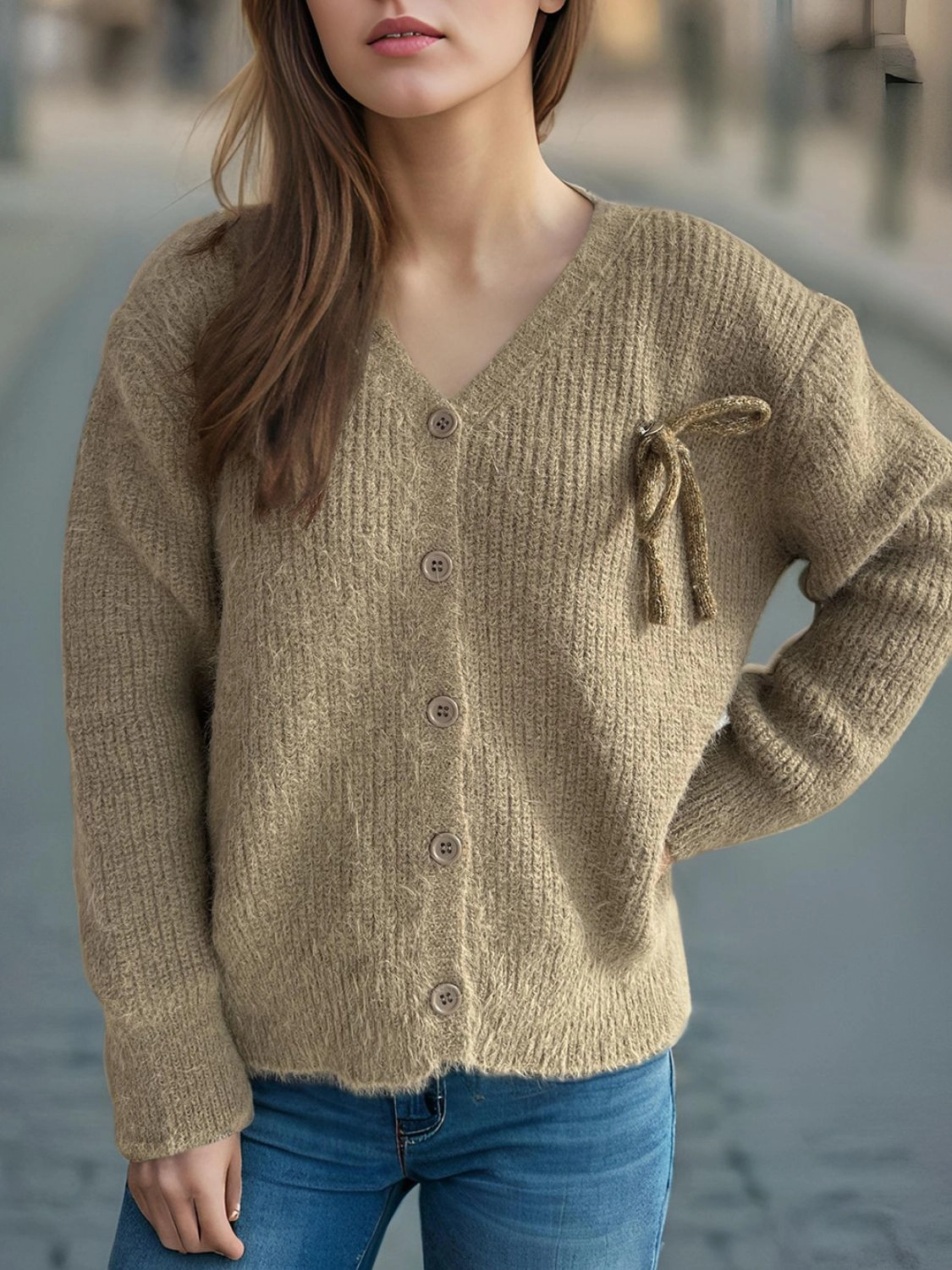 Button Down Long Sleeve Cardigan Hot Clearance Now