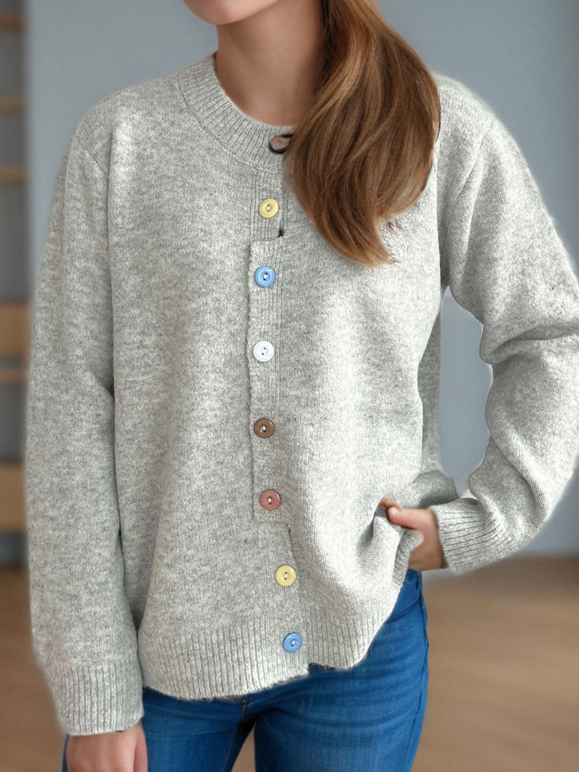 Button Down Long Sleeve Cardigan New Arrival Discount