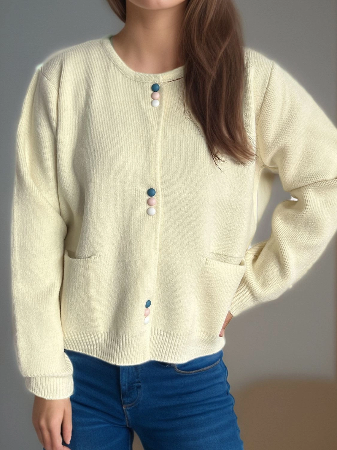 Hot Item Clearance Button Down Long Sleeve Cardigan With Pockets
