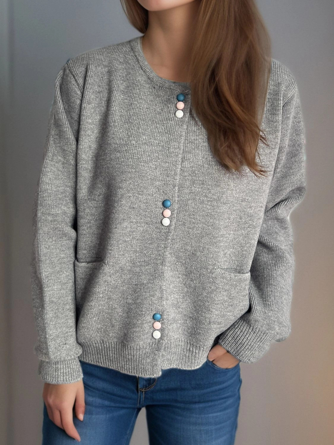 Button Down Long Sleeve Cardigan With Pockets Surprise Offer Now