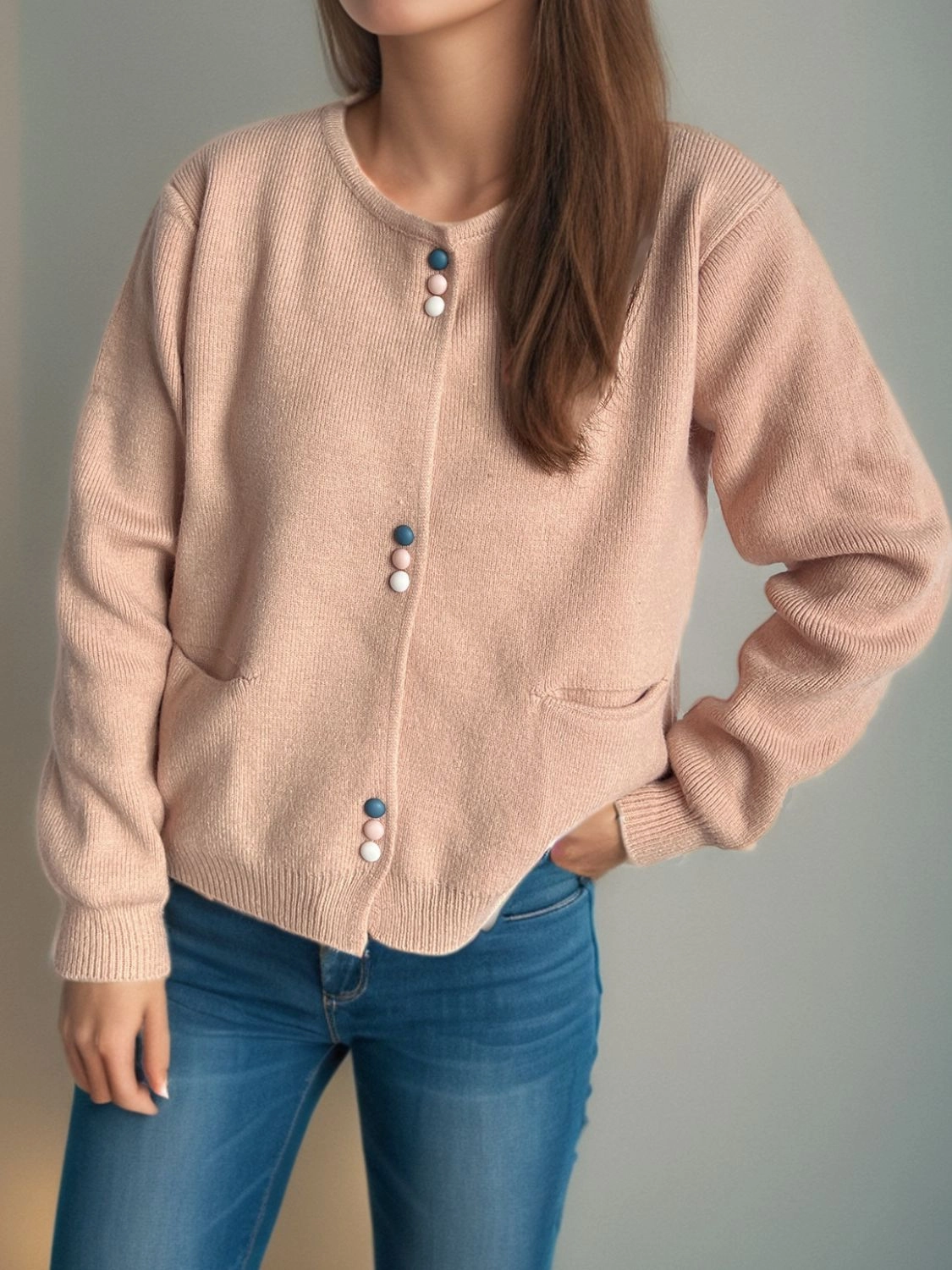 Button Down Long Sleeve Cardigan With Pockets Mega Sale Now