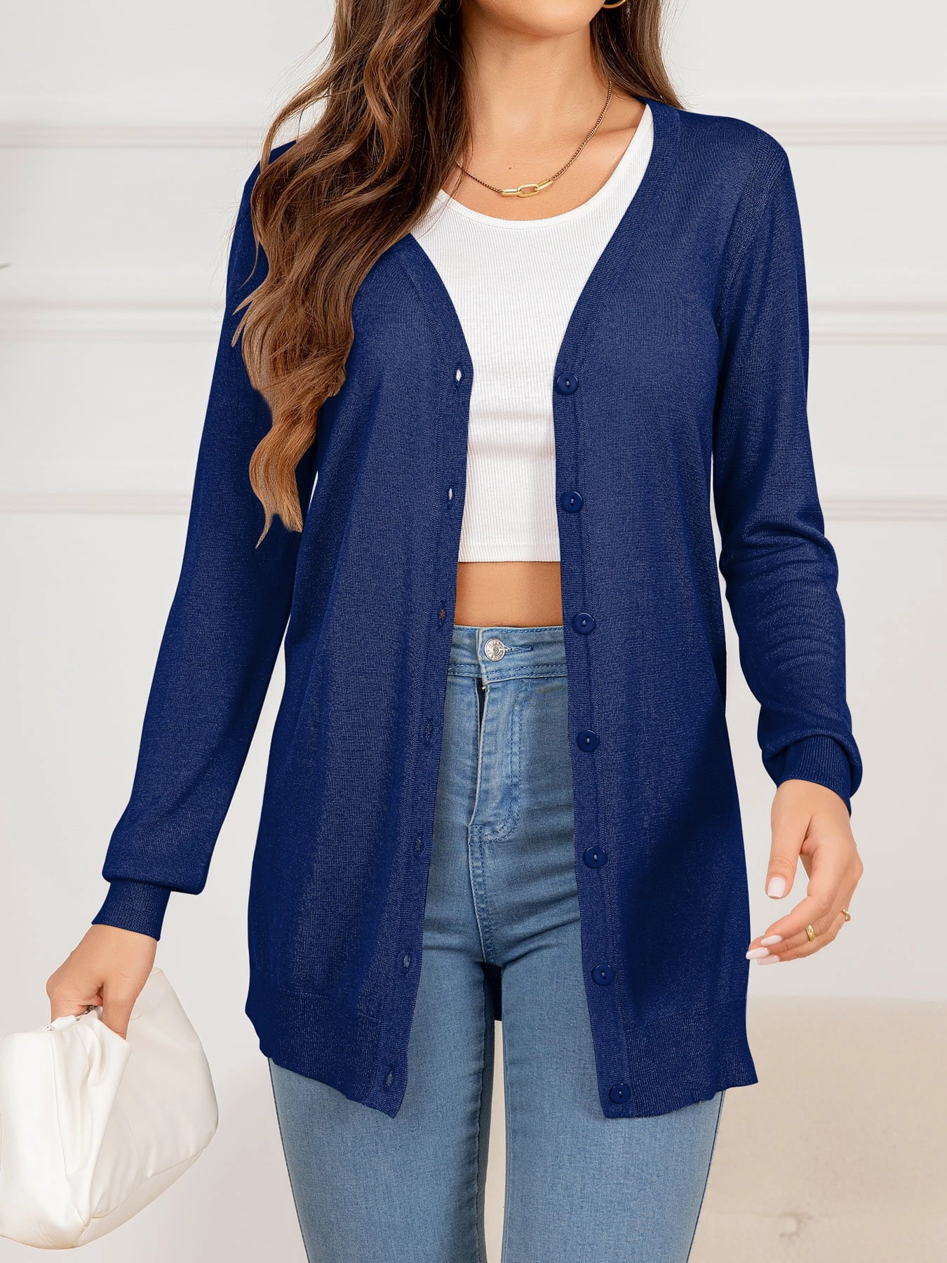 Hot Pick Online Button Down Slit Longline Cardigan