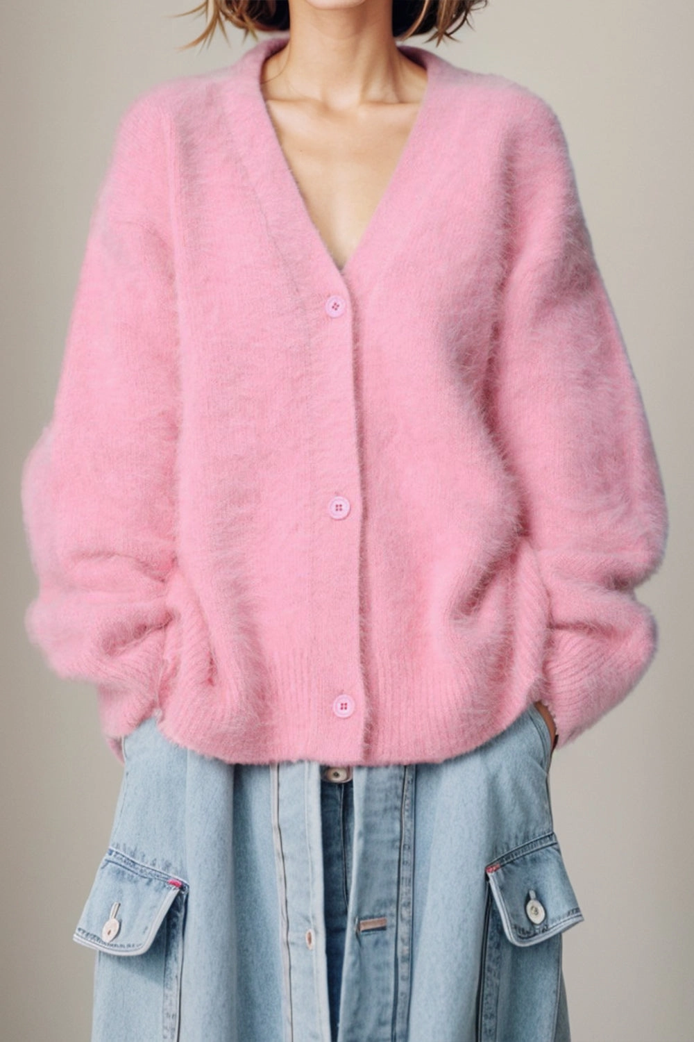 Button Up Dropped Shoulder Cardigan Instant Deal Today Limited Time Sale