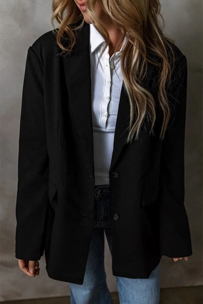 Button Up Long Sleeve Blazer Hot Offer Inside
