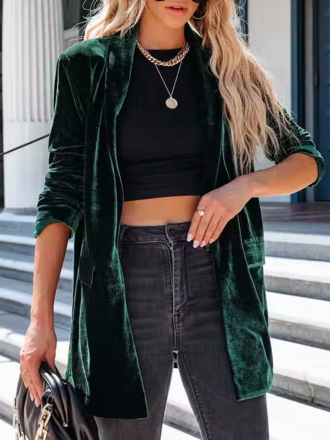 Exclusive Hot Pick Button Up Long Sleeve Blazer With Pocket