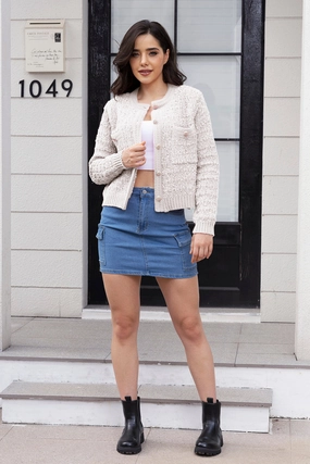 Button Up Round Neck Cardigan GiftWorthy Sale