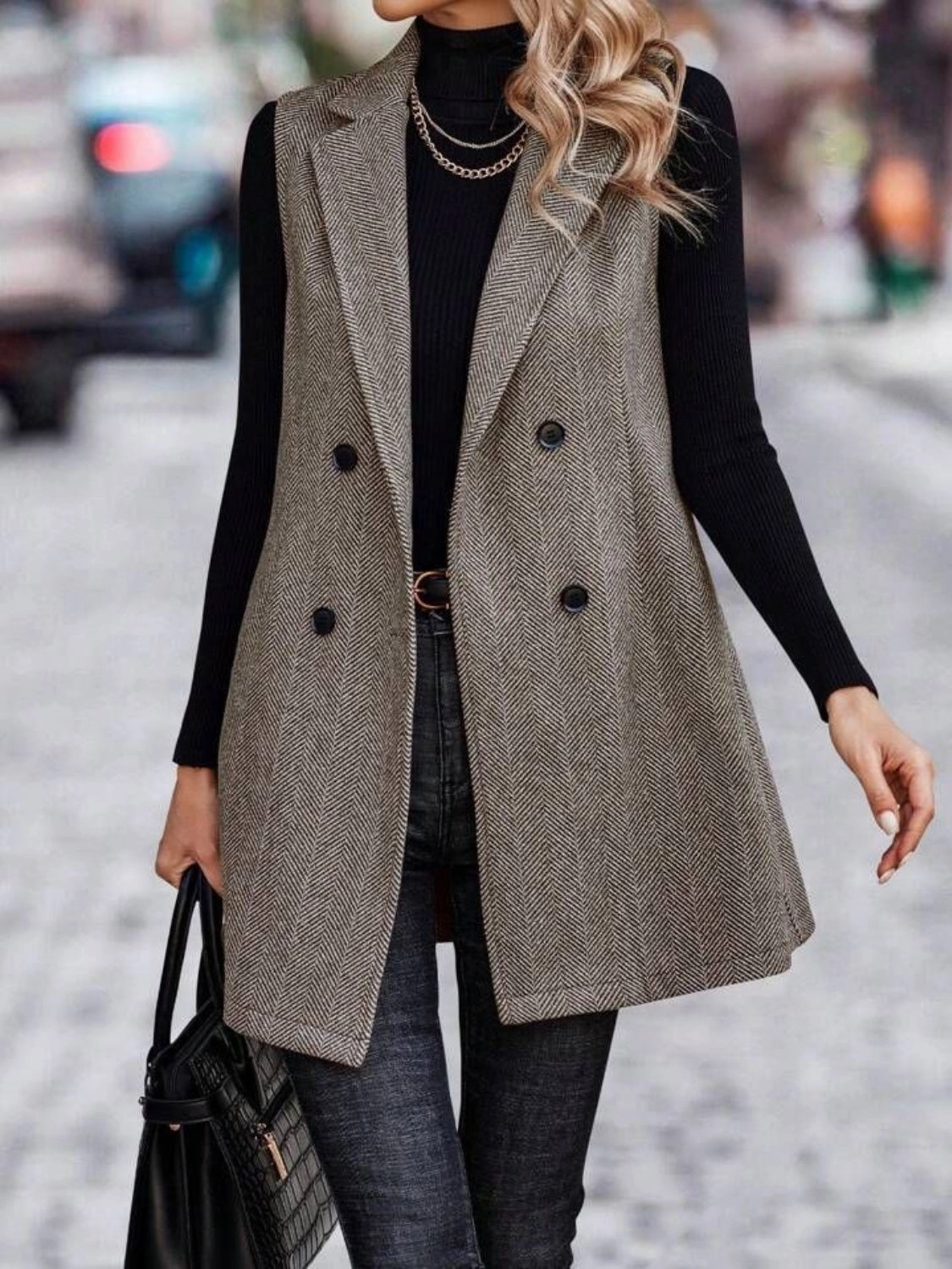 Buttoned Collared Neck Longline Vest Coat MustHave Deal