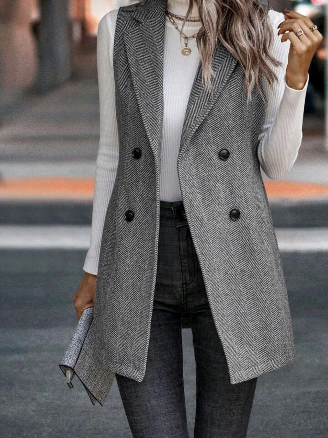 Buttoned Collared Neck Longline Vest Coat Steal the Deal Now Daily Clearance Deal