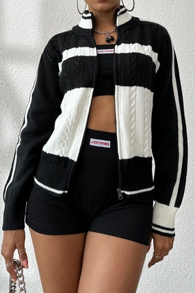Cable-Knit Color Block Raglan Sleeve Cardigan Online Exclusive Deal Weekend Flash Offer