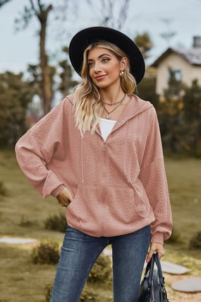 Cable-Knit Long Sleeve Hooded Jacket Trending Hot Deal
