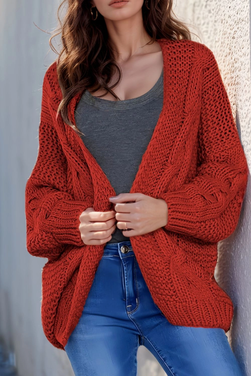 Limited Stock Offer Cable-Knit Open Front Cardigan