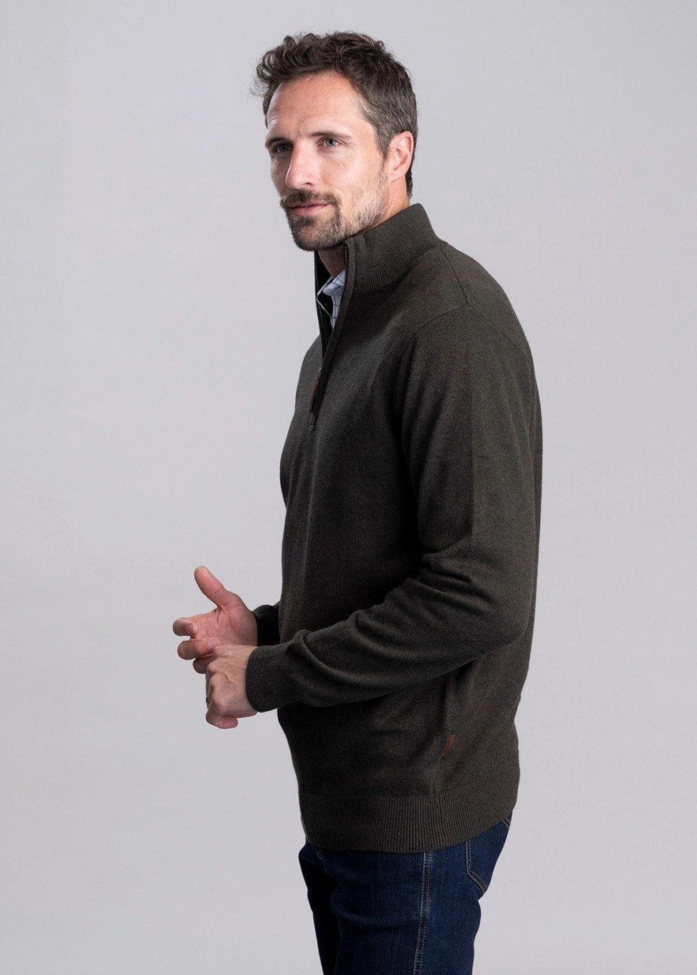 Special Steal Event Weekend Flash Offer Calton Cotton Cashmere  1/4 Zip Jumper