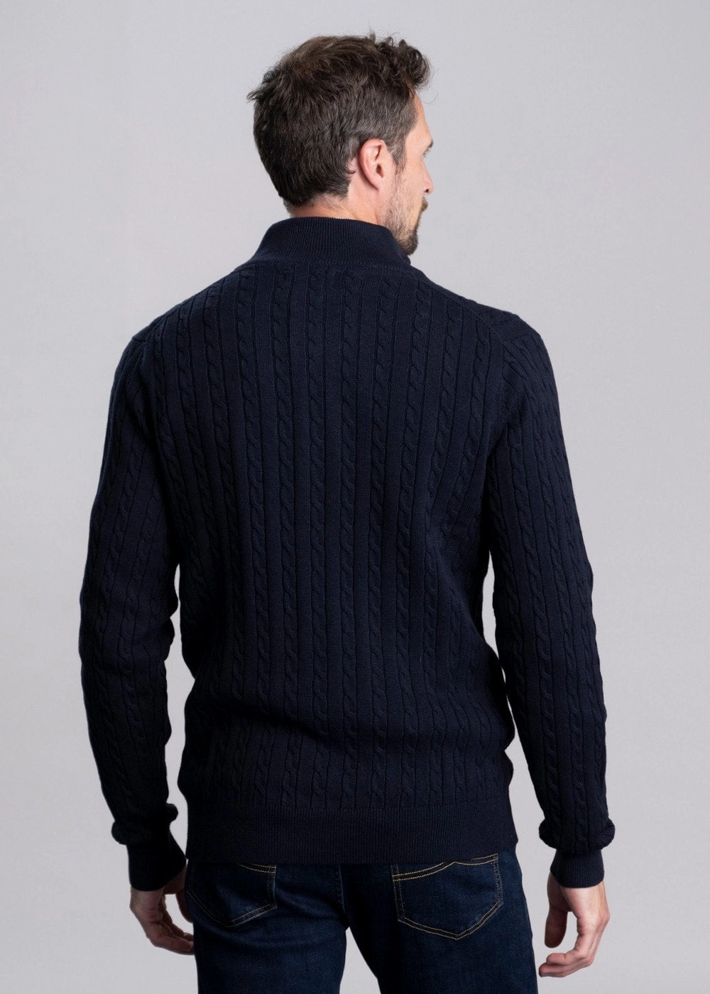 Calton Cotton Cashmere Cable 1/4 Zip Jumper Shop the Savings Dont Miss These Savings
