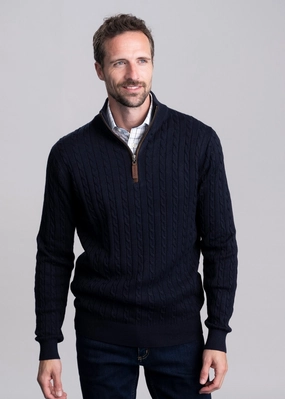 Shop Grab Offer Calton Cotton Cashmere Cable 1/4 Zip Jumper