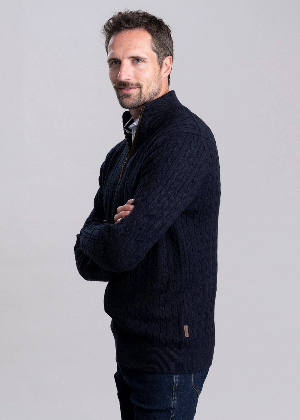 Flash Pick Today Best Seller Deal Calton Cotton Cashmere Cable 1/4 Zip Jumper