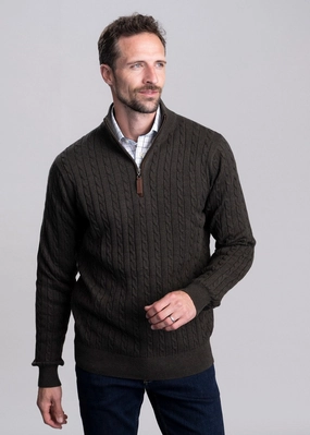 Exclusive Holiday Deal Calton Cotton Cashmere Cable 1/4 Zip Jumper