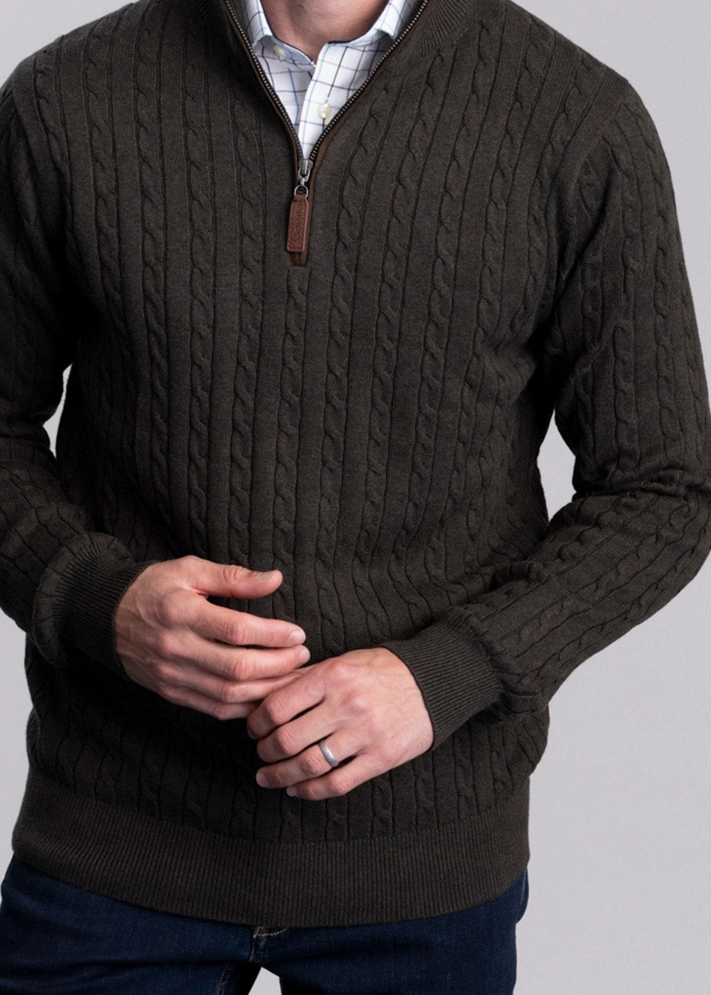 Calton Cotton Cashmere Cable 1/4 Zip Jumper Limited Time Offer