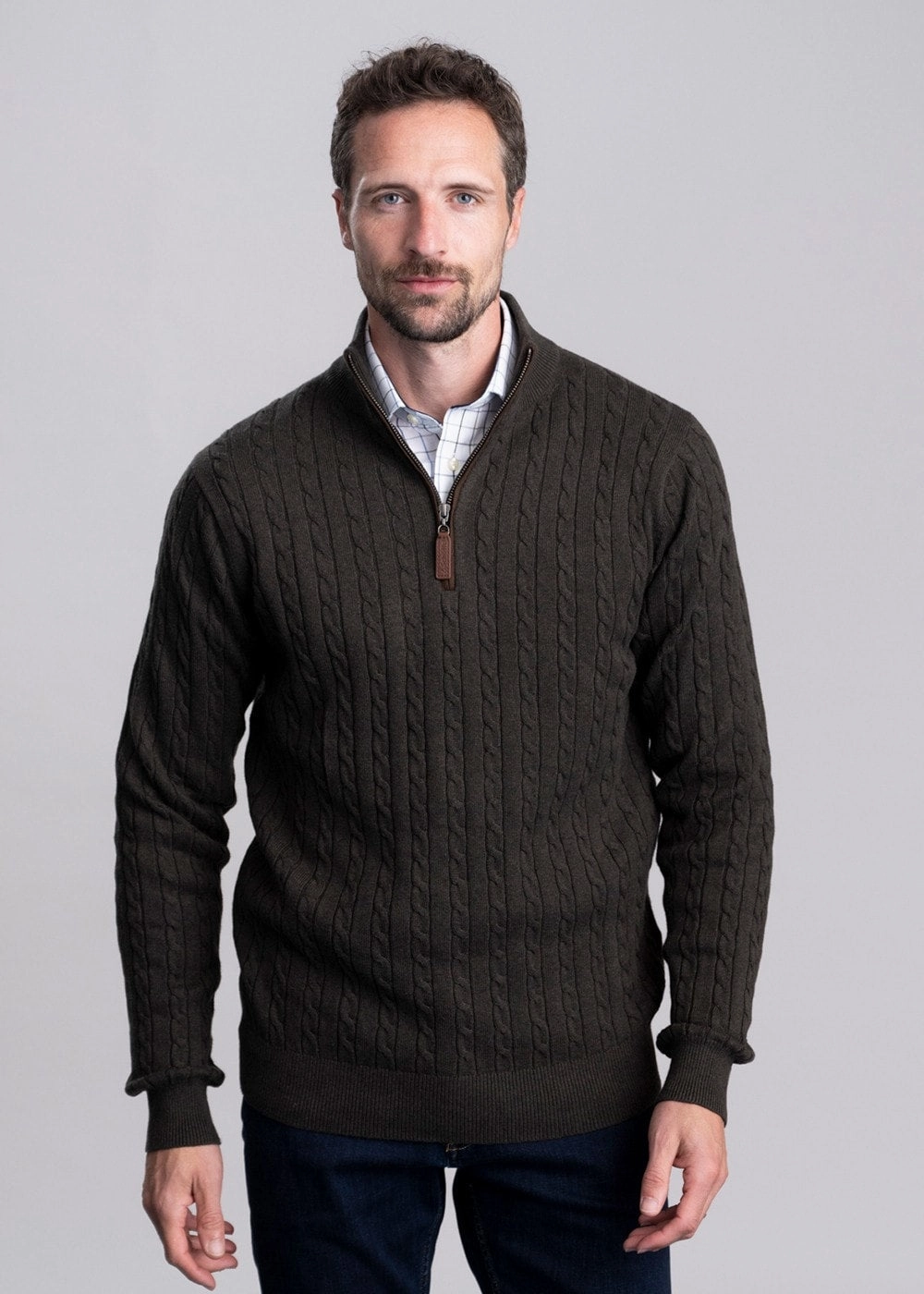 Calton Cotton Cashmere Cable 1/4 Zip Jumper Todays Trending Deals Instant Hot Deal