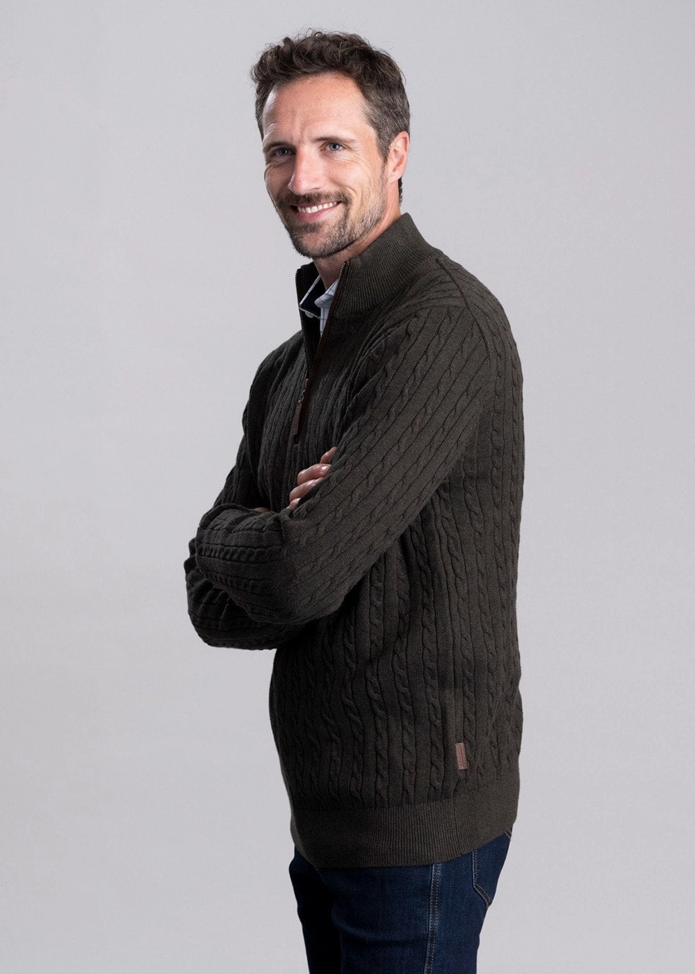 Daily Hot Deal Calton Cotton Cashmere Cable 1/4 Zip Jumper