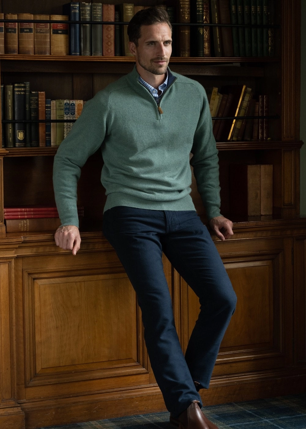 Last Chance Offer Cashmere 2 Ply Zip Neck Sweater
