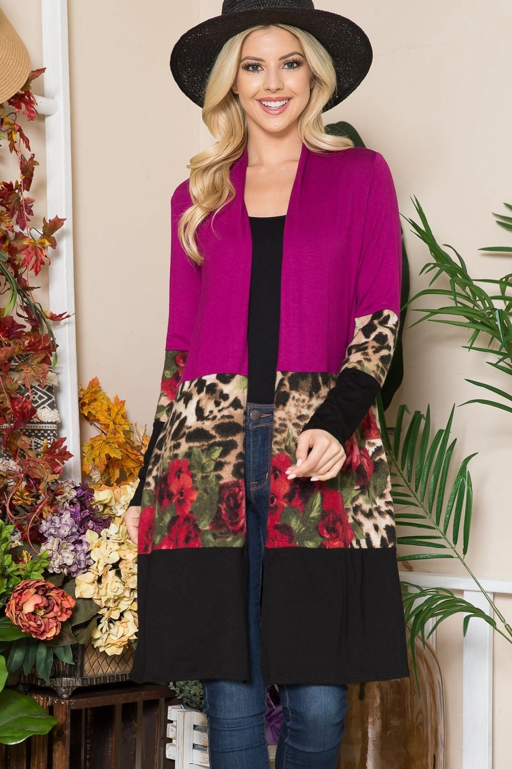 Todays Steal Celeste Full Size Color Block Open Front Cardigan