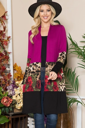 Celeste Full Size Color Block Open Front Cardigan Exclusive Online Deal Hot Sale Today