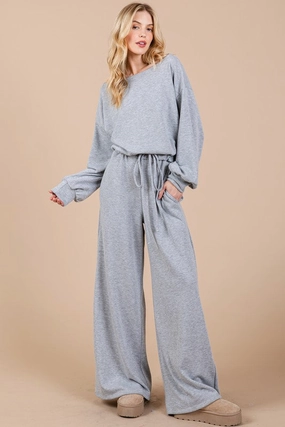Ces Femme Boat Neck Long Sleeve Drawstring Jumpsuit Today Only Offer