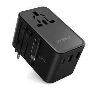 Grab Save Today Trending Deals Today Choetech Pd5021 Gan 45W Pd Universal Travel Adapter With Retractable Usb-C Black
