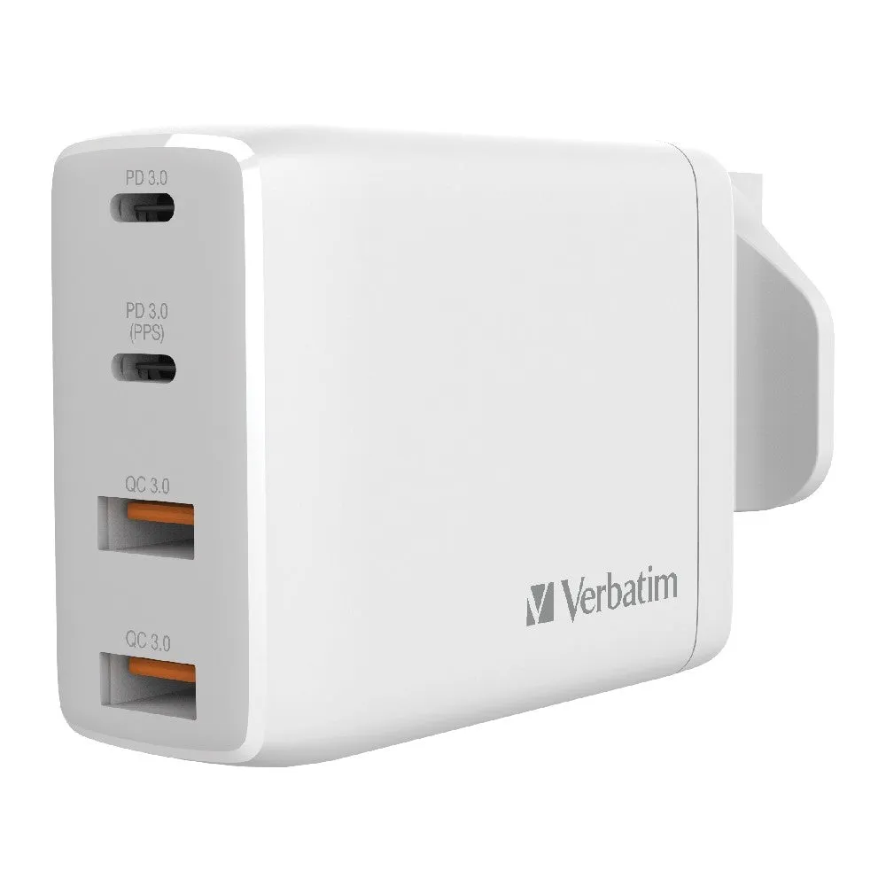 Todays Special Savings Verbatim 4 Port 100W Pd 3.0 &Amp; Qc 3.0 Gan Usb Charger - White
