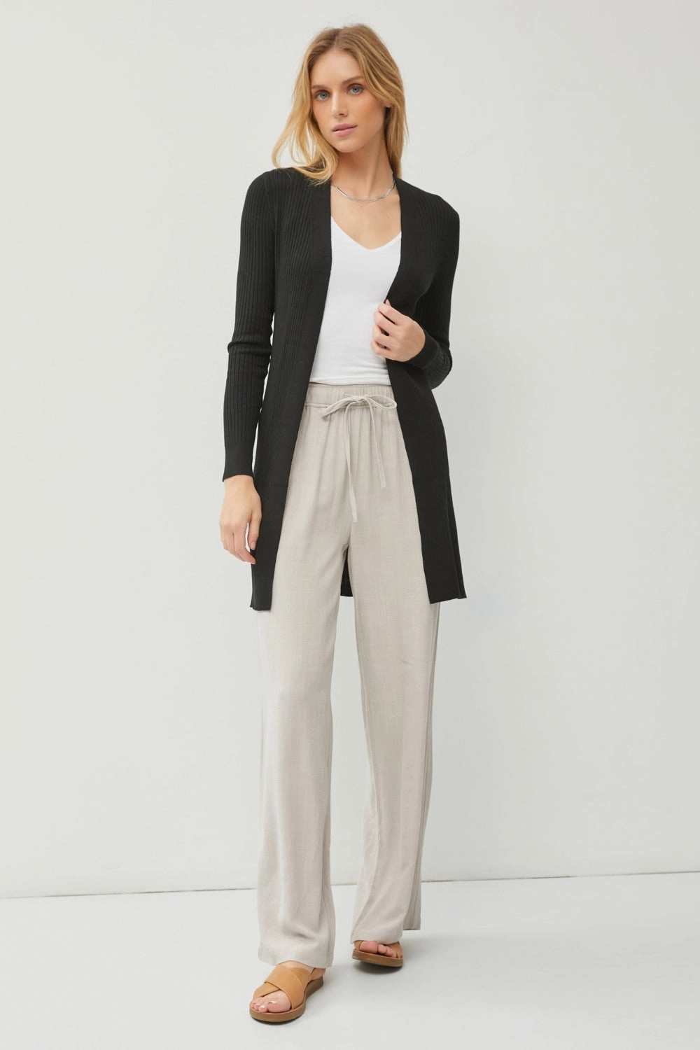 Clearance Sale Now Be Cool Ribbed Open Front Long Sleeve Cardigan
