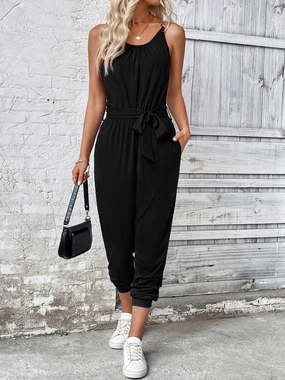 Scoop Neck Tie Waist Jumpsuit Dont Miss Todays Deal Grab Save Today