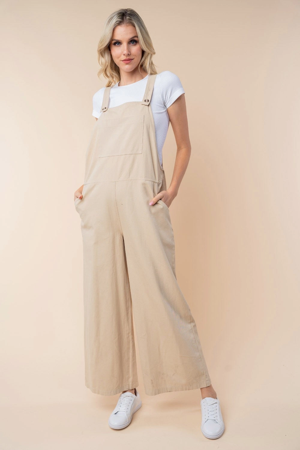 Hot Pick Deal Trending Savings Now White Birch Sleeveless Wide Leg Jumpsuit