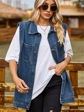 Button Down Denim Vest EndofWeek Deals