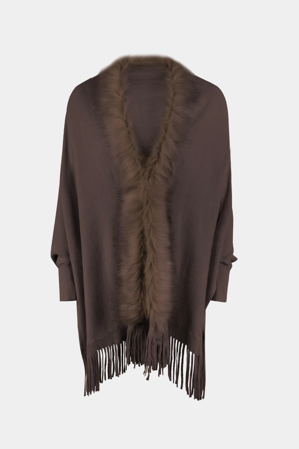 Fringe Open Front Long Sleeve Poncho Shop the Best Deals
