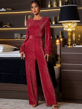 Perfee Cutout Round Neck Long Sleeve Jumpsuit Mega Sale Now Shop Smart Save