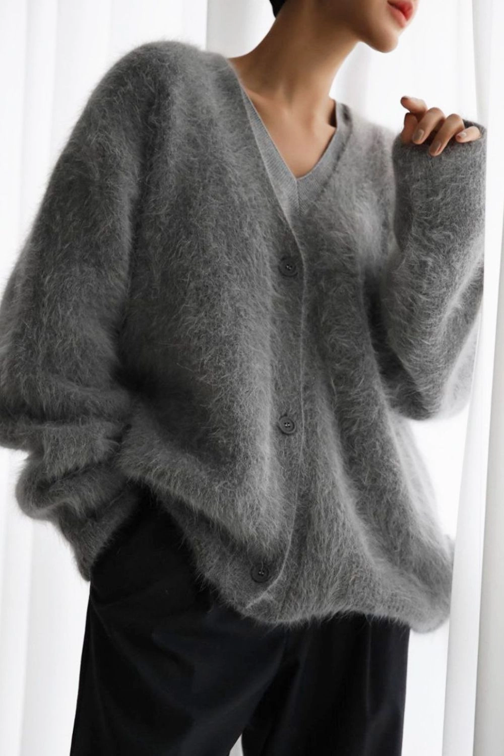 Save Today Only Fuzzy Button Down Long Sleeve Cardigan