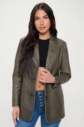 Instant Hot Deal Save Big Today Coalition La Single-Breasted Vegan Leather Blazer