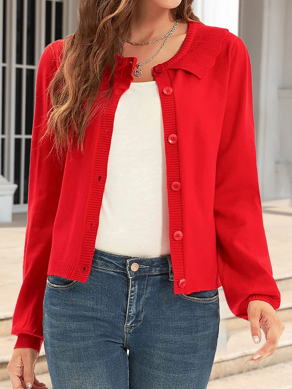 Collared Long Sleeve Button Down Cardigan Surprise Discount Today