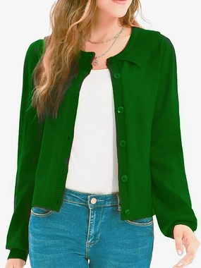 Collared Long Sleeve Button Down Cardigan Flash Pick Today