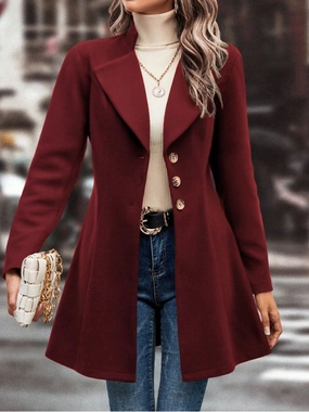 Collared Neck Button Up Long Sleeve Coat Clearance Alert Now