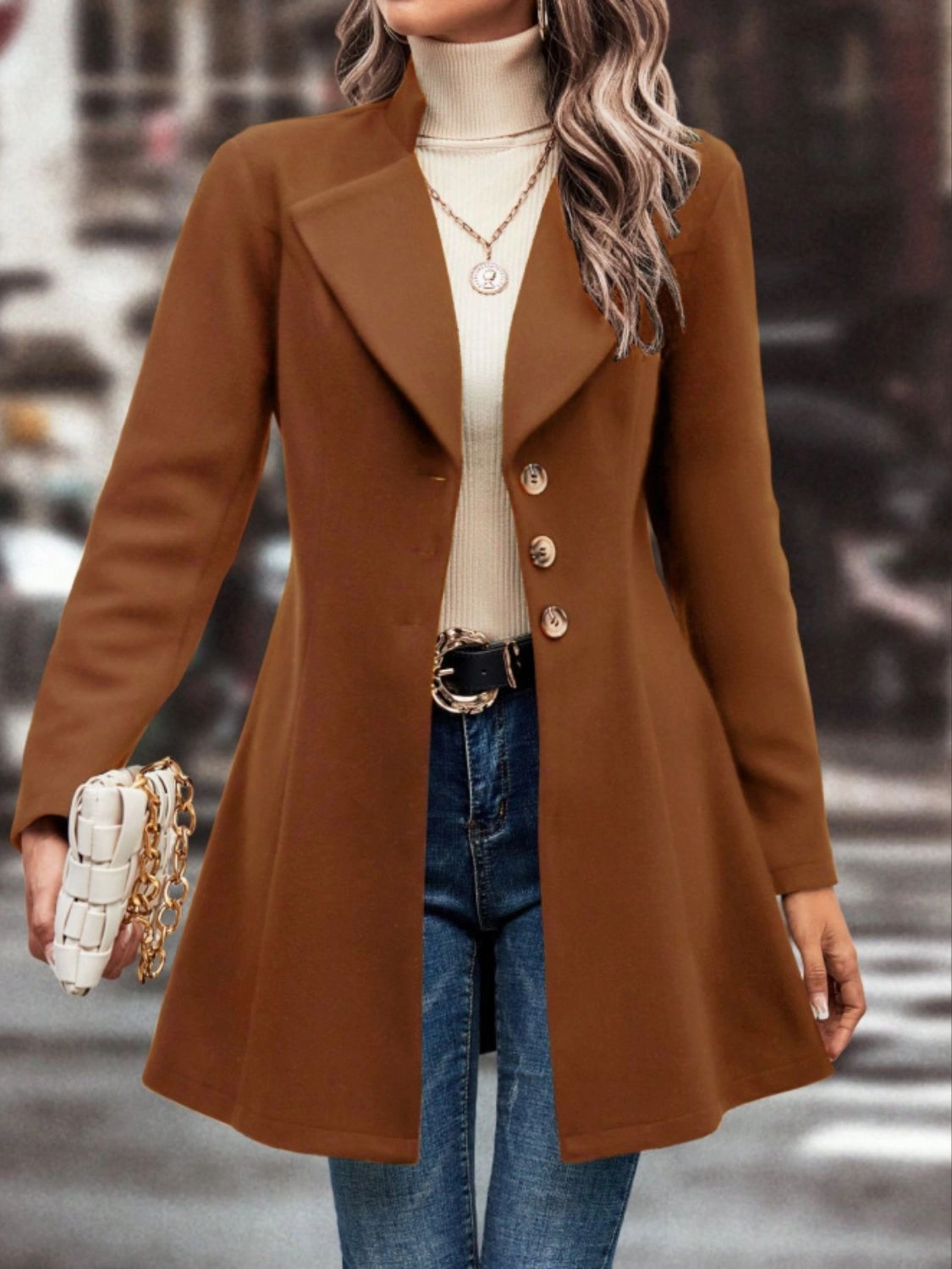 Limited Time Offer Gift Ideas Galore Collared Neck Button Up Long Sleeve Coat